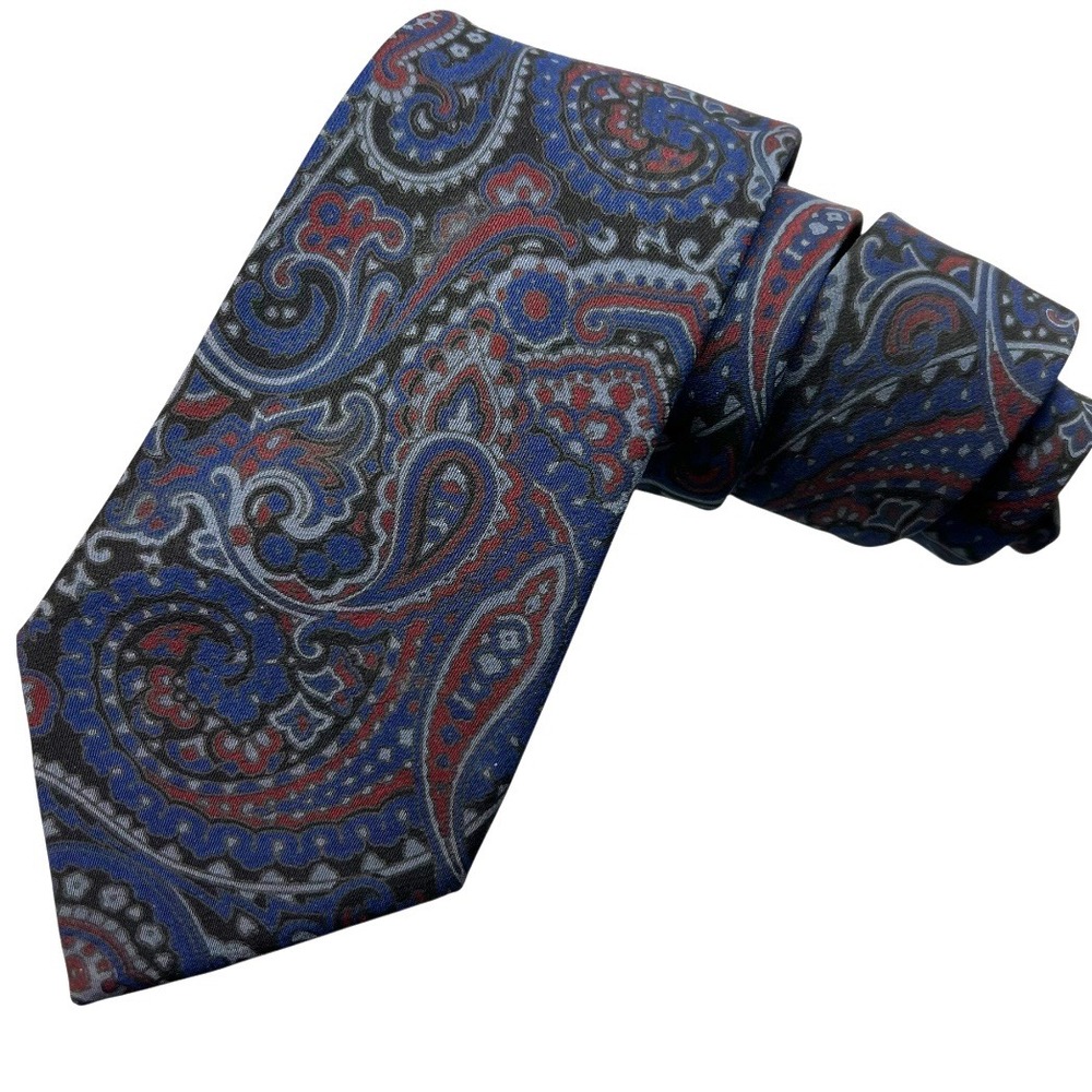 New Vintage Guy Laroche Couture Tie Men Silk Paisley Plum Luxury Paris Old Money - Picture 2 of 14
